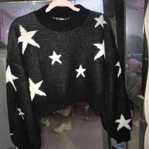 SheIn Black and White Star Sweater